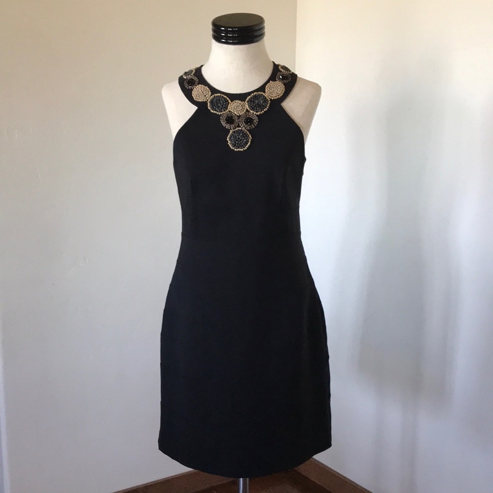 Jessica Howard Black Tiered Panel Sleeveless Dress
